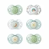 Tommee Tippee Chupete Nighttime, 18-36 meses, pack de 6 chupetes que brillan en la oscuridad con esterilizador reutilizable