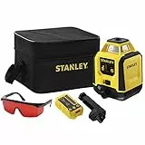 STANLEY Nivel láser Haz rojo 30m, Rotativo con Estuche y Accesorios Completos: Gafas, Objetivo, Detector y Soporte para una Precisión Profesional - Alcance 240 M (diámetro), STHT77616-0