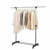 edihome, Burro Ropa, Perchero Colgador de Ropa, 43x160x150 cm, Vestidor, Acero Galvanizado, Portátil con Ruedas, para colgar Ropa
