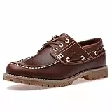SL-Saint Hecho a Mano de los Hombres clásicos Boat & Deck Zapatos Moc Toe Lace Up Cómodo Moda Casual Náuticos (Marrón, Adulto, Hombre, 39, Números, Sistema Tallas Calzado EU, Mediano)