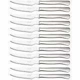 Arcos Cuchillos de Mesa Juego de Cuchillos Chuleteros Cuchillos de Mesa, Monoblock de una pieza de Acero Inoxidable 110 mm, Color Plata (12 uds)