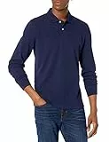 Amazon Essentials Polo de Piqué de Manga Larga Entallado Hombre, Azul Marino, L
