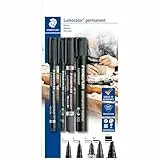 Staedtler Lumocolor permanent 60 BK Juego de rotuladores permanentes con diferentes puntas, 4 unidades en blíster Blanco