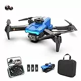Goolsky Drones con Camara 4K WIFI Daul LSRC XT2 2.4G Detección de Obstáculos, Giroscopio de 6 Ejes, que Mantiene la Altitud, Fotografía con Gestos, Modo Sin Cabeza con Bolsa, Azul, 3 Baterías
