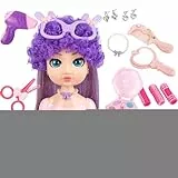 Genérico Cabeza De Muñeca para Peinar Y Maquillar Niños,Juego De Juguete con Cabezas para Peinados Y Maquillaje Infantil | Set De 31 Piezas Juguete De Práctica Peluquería para Niños Pequeños +3 Años