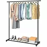 edihome, Burro Ropa, Vestidor Portátil, Perchero Colgador, 41x141x101 cm, Negro, Resistente, para Colgar Perchas, Ropa, Camisas, Pantalones, Fácil Limpieza, Montaje Sencillo