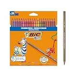BIC Kids Evolution Stripes Lápices de colores - colores Surtidos, Blíster de 24 unidades