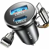 LISEN Cargador Coche Carga Rápida USB C 69W para iPhone 17 Air 16 Accesorios Coche Camper Furgoneta Cargador Mechero Movil Coche 12V Gadgets para Kindle Samsung S25 Xiaomi iPhone 15 Pro MAX Auriculare