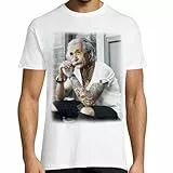 KMF T-SHIRT - Camiseta Hombre Einstein Tattoo Urban (Blanco, M)