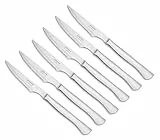Arcos Cuchillos de Mesa - Juego de Cuchillos Chuleteros 6 piezas (6 Cuchillos) - Monoblock de una pieza de Acero Inoxidable 110 mm - Color Plata