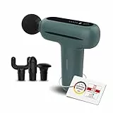 medisana MG 200 Mini Massage Gun, pistola de masaje muscular con 4 accesorios, masajeador muscular con modo inteligente y 5 intensidades, batería de larga duración, con caja de almacenamiento