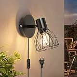 Kimjo Lámparas de Pared Negro - Iluminacion Led E14 Pared Ajustable - Vintage Aplique Pared Metal - Apliques Pared Dormitorio Cocina Pasillo 40W Bombilla No Incluida 1 Piezas
