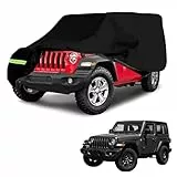 Funda para Coche, Funda Impermeable para Coche para Jeep Wrangler De 2 Puertas, Anti UV, Funda para Coche Interior Y Exterior para Cj Yj Tj Y Jk Funda para Invierno Y Verano para Todo Tipo De Clima