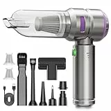 KITBEZN Aspirador de Mano, 26000PA Aspiradora de Mano Sin Cable, 3 Niveles de Succión, Aspirador de Coche Potente para Casa/Coche/Pelo de Mascota, Plateado