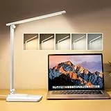 Flexo LED de Escritorio, 15 Modelos, 3 Niveles de Brillo + 5 Colores, Ajustable y Portátil, 500LM Lámpara de Mesa para Estudiar