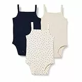 Amazon Essentials Bodies sin Mangas Bebé Niña, Pack de 3, Avena Mezcla/Azul Marino/Lunares, 6-9 meses