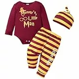 Ropa Bebe Conjunto Bebe Recien Ncido Body Bebe Personalizado + Pantalones a Rayas + Gorro Ropa Harry Bebe Regalo Bebe Recien Nacido Niño Ropa Bebe Niño 0-6 Meses Rojo