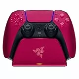 Razer Universal Quick Charging Stand - Para el mando DualSense de PlayStation 5 (carga rápida, diseño de soporte curvo, alimentación USB, navegación con una sola mano) Rojo cósmico