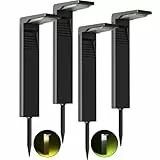 OUSFOT Luces Solares LED Exterior Jardin Impermeable IP65 Foco Solar Exterior Luces Solares 32 LED 2 modos de temperatura de color en el suelo para Jardín, Patio, Camino-4PSC