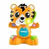 Fisher-Price Juguete educativo musical Tin el Tigre de BANDA ANIMAL, con luces, sonidos y grabación de voces, versión español + portugúes+ italiano + inglés, para bebés +9 meses (HYK91)
