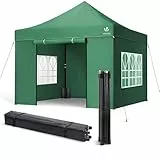 VOUNOT® Carpa Plegable Gazebo 3x3m con 4 Paredes, Cenador Impermeable Pabellón de Jardín para Camping, Fiestas, Exterior, Color Verde