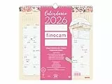 Finocam - Calendario de pared 2026 Mes Vista Enero - Diciembre (12 meses) | Calendario 2026 para anotar | Planificador mensual Design - Español