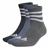 adidas Unisex adulto 3-Stripes Cushioned Sportswear Mid-Cut Socks 3 Pairs, Legend Ink/Preloved Ink S24 / Dark Grey Heather, 4.5-6