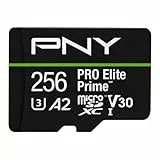 PNY Tarjeta microSDXC 256GB Pro Elite Prime Class 10 U3 V30 A2 + Adaptador SD - hasta 200MB/s, Class 10, U3, V30, A2, 4K UHD, Full HD, UHS-I