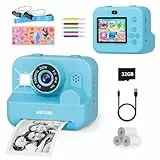 Camara de Fotos instantaneas,12MP selfi Camara instanea,1080P 2,4''HD Video Camara Fotos Infantil para niños con Tarjeta SD de 32GB,Regalos de Juguetes para niña de 3 a 12 años Cumpleaños Navidad(Azul