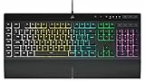 Corsair K55 RGB PRO Teclado para Juegos con Teclas de Membrana, Retroiluminación RGB Dinámica, 6 Teclas Macro con Integración el Software Elgato, Resistencia al Polvo y los Derrames, QWERTY, Negro