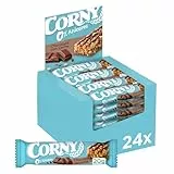 Corny - Barritas de Cereales 0% de Chocolate con Leche, Sin Azúcares Añadidos, Bajo en Calorias y Grasas Saturadas, Fuente de Energía, Fibra y Proteinas, 24 x 20 gr