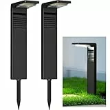 OUSFOT - Lámpara solar exterior para jardín, 2 piezas, 30 LED, impermeable IP65, foco solar al aire libre con 2 modos de iluminación para suelo y camino