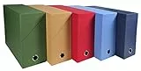 Exacompta - 89420E - Set de 5 Cajas Transfer Canvas - Fondo 120 mm - Con Ojal Metálico - Para Formato A4 - Dimensiones 25,5 x 34 x 12 cm - Colores Surtidos - Se Entrega Montado