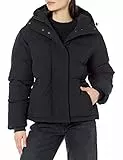 Amazon Essentials Chaqueta Acolchada Corta con Capucha y Cintura Ajustada (Disponible en Talla Grande) Mujer, Negro, XL