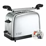 Russell Hobbs Tostadora Victory - 2 Ranuras Cortas y Anchas, Tostador para 2 Rebanadas, Bandeja Recogemigas, Calientapanecillos, Función Cancelar y Descongelar, Acero Inoxidable, Plata - 23310-56