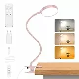 iFalarila 61 LED Lámpara de Escritorio con Pinza, Más Reciente Lámpara de Pinza con Mando a Distancia [Temporizador de 1 Hora] Bloqueo de Azul Luz Lectura pare Estudio Trabajo Leer(Adaptador Incluido)