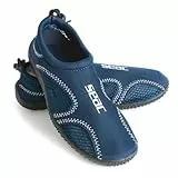 SEAC Zapatos Sand de scoglio Playa y Mar Water Shoe Transpirable con Protección de Neopreno y Hebilla Fácil de Usar , blanco/azul, 44