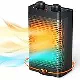 Calefactor de bajo consumo, 1500 W, 3 modos de calentamiento, calentador eléctrico de cerámica, oscilación de 70°, protección contra sobrecalentamiento y antivuelco, calefactor silencioso para usar en