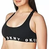 DKNY Women's Cozy Boyfriend Racerback Bralette, Black/White, Small