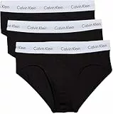 Calvin Klein Pack de 3 Calzoncillos Hip Brief para Hombre Algodón Elástico Ropa Interior, Negro (Black), M
