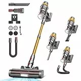48 Kpa/550W/70Min Aspiradora sin Cable, 2.0L Aspirador de Mano con Pantalla Táctil, Cepillo Antienredos, Carga de Pared, Escoba Aspiradora sin Cable para Suelo Alfombra Pelos de Mascotas Automóviles