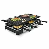 Tristar Raclette - 8 personas - Superficie de cocción 42 x 23 cm - Termostato regulable con anillo luminoso - 1400 W - Negro - RA-2746
