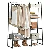 SONGMICS Perchero, Burro de Suelo, 5 Estantes, Estructura de Metal, 40 x 101,7 x 153,3 cm, Dormitorio, Salón, Recibidor, Negro Tinta HSR138B01
