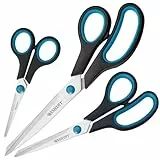 Westcott Easy Grip - Set de tijeras, 3 unidades, color azul/negro