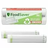FoodSaver rollos de envasado al vacío | Reciclables y reutilizables Mantiene los alimentos frescos hasta 5 veces más tiempo, Sin BPA, 2 rollos para congelar y cocer a fuego lento (28 cm x 3 m)