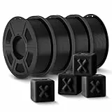 JAYO Filamento PLA+ de 1,75 mm, negro, 4,4 kg, PLA Plus, filamento para impresora 3D, materiales de impresión 3D, precisión dimensional +/-0,02 mm, 4 kg / 4 bobinas (negro)