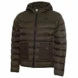 Calvin Klein Hombre Acolchado Capucha Resistente Chaqueta - Khaki/Negro - XL