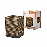 LEDVANCE Tischleuchte Decor Cardboard Square braun aus Wellpappe, leicht, E27, 200 mm Durchmesser, Leuchtenschirm aus recyceltem Material, nachhaltig durch austauschbare Lichtquelle, einfache Montage