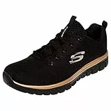 Skechers Graceful Get Connected Regular, Zapatillas Mujer, Black Mesh Rose Gold Trim, 38 EU