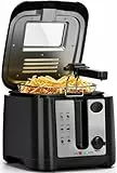 Aigostar Olivia - Freidora con capacidad de 2,5 L, 1650 W, libre de BPA, con ventana transparente, control de temperatura e indicador, negra